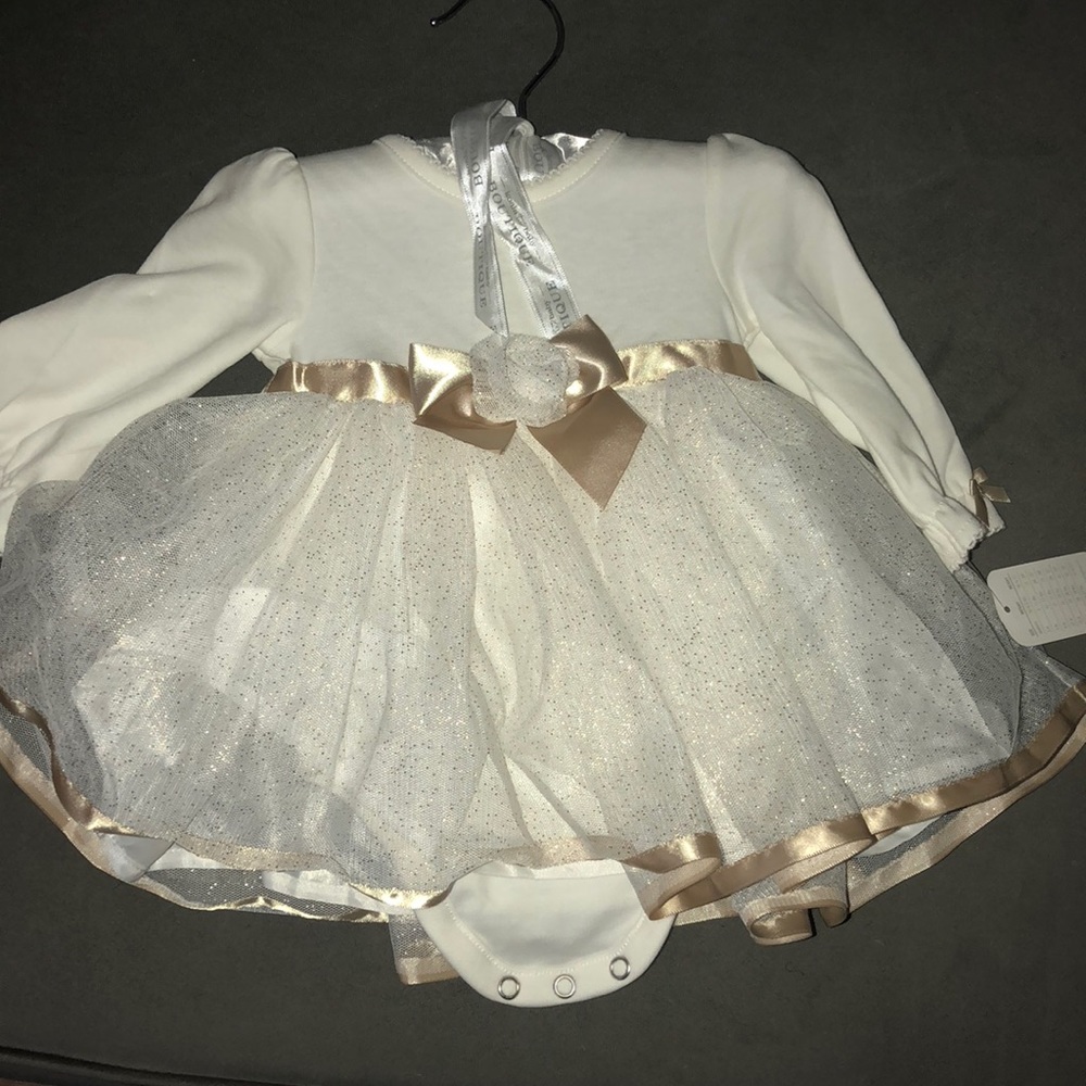 White and gold baby dress